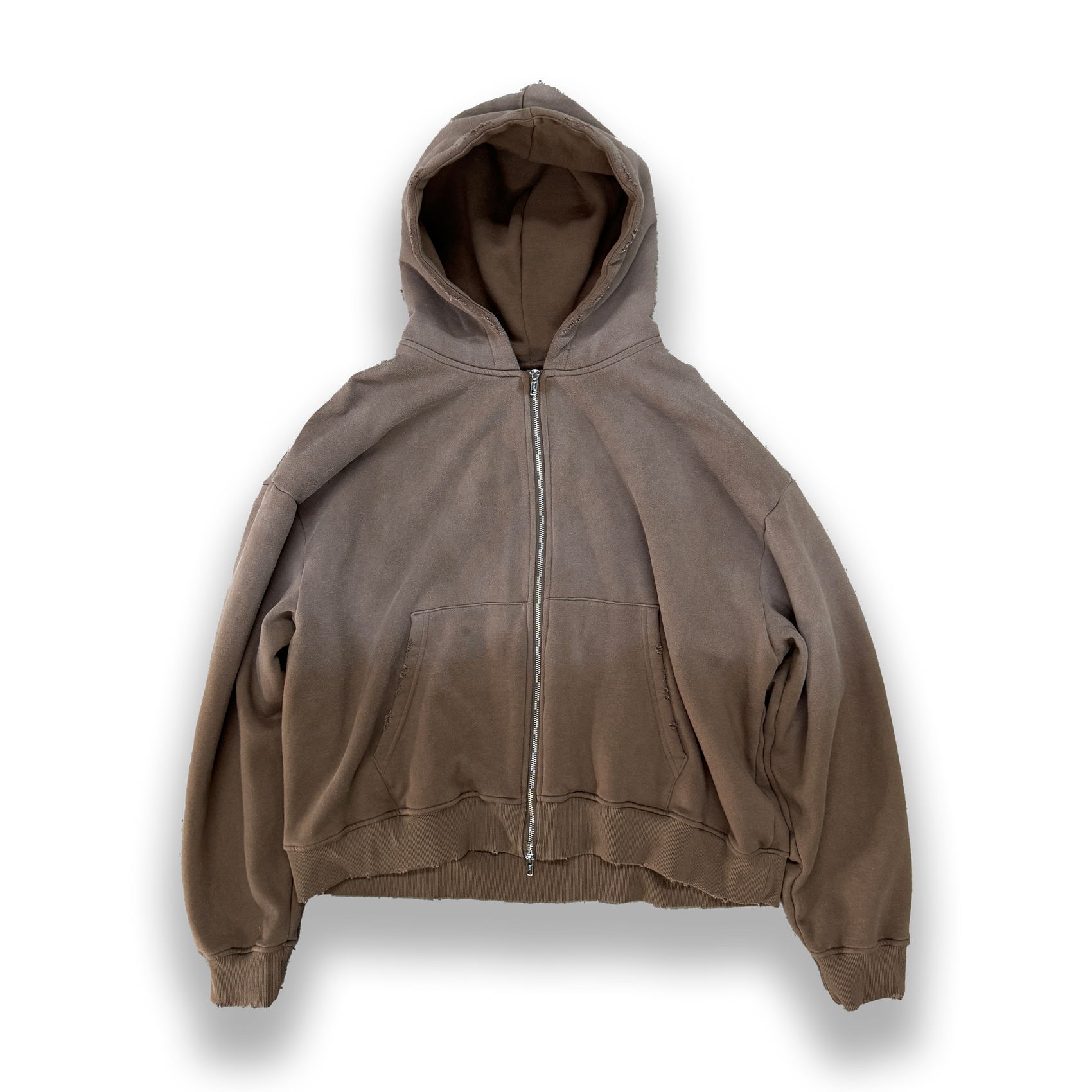 'BROWN' SUN-DRIED ZIP-UP HOODIE