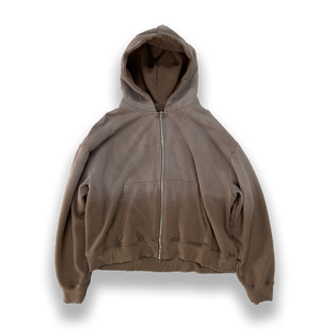 'BROWN' SUN-DRIED ZIP-UP HOODIE