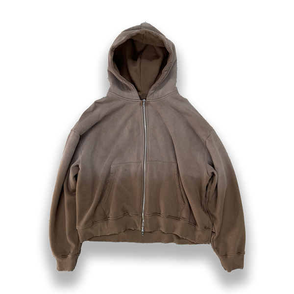 'BROWN' SUN-DRIED ZIP-UP HOODIE