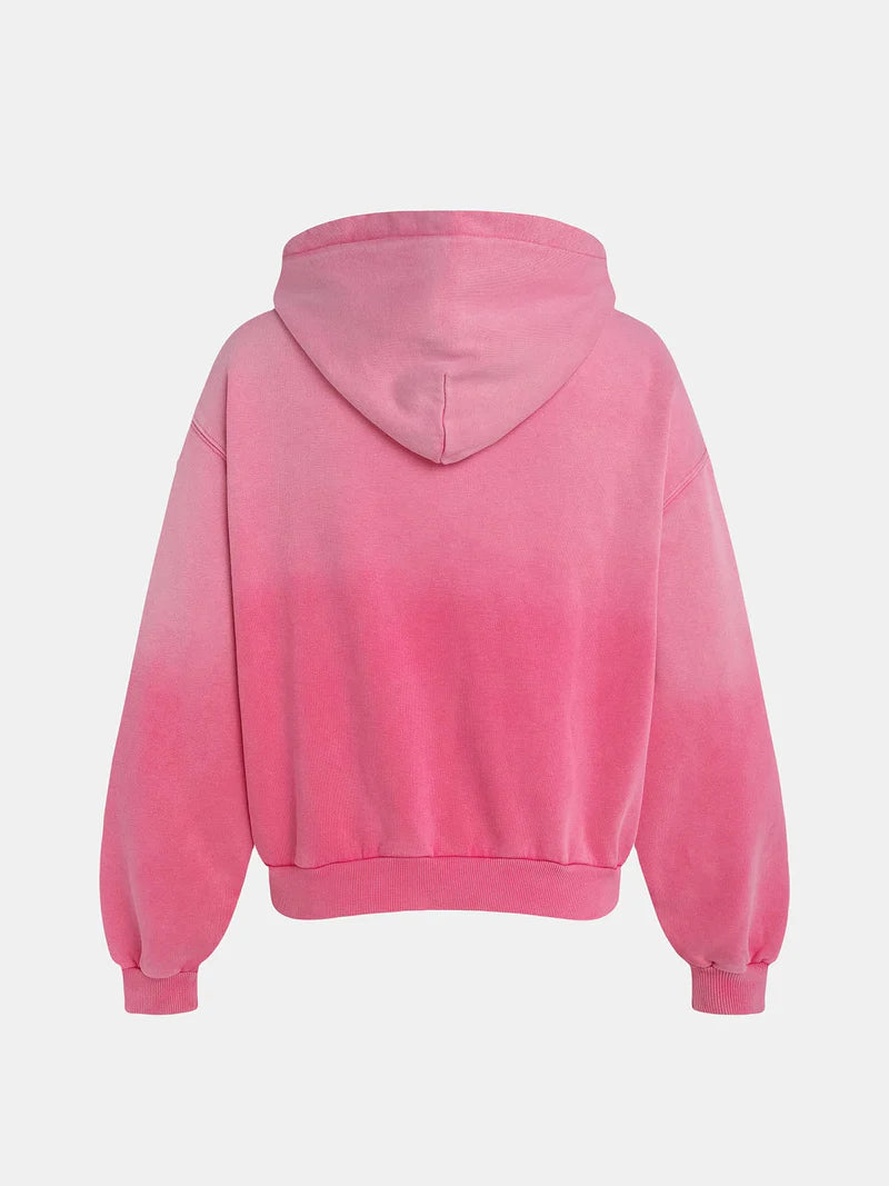 'PINK' WASHED ZIP-UP HOODIE